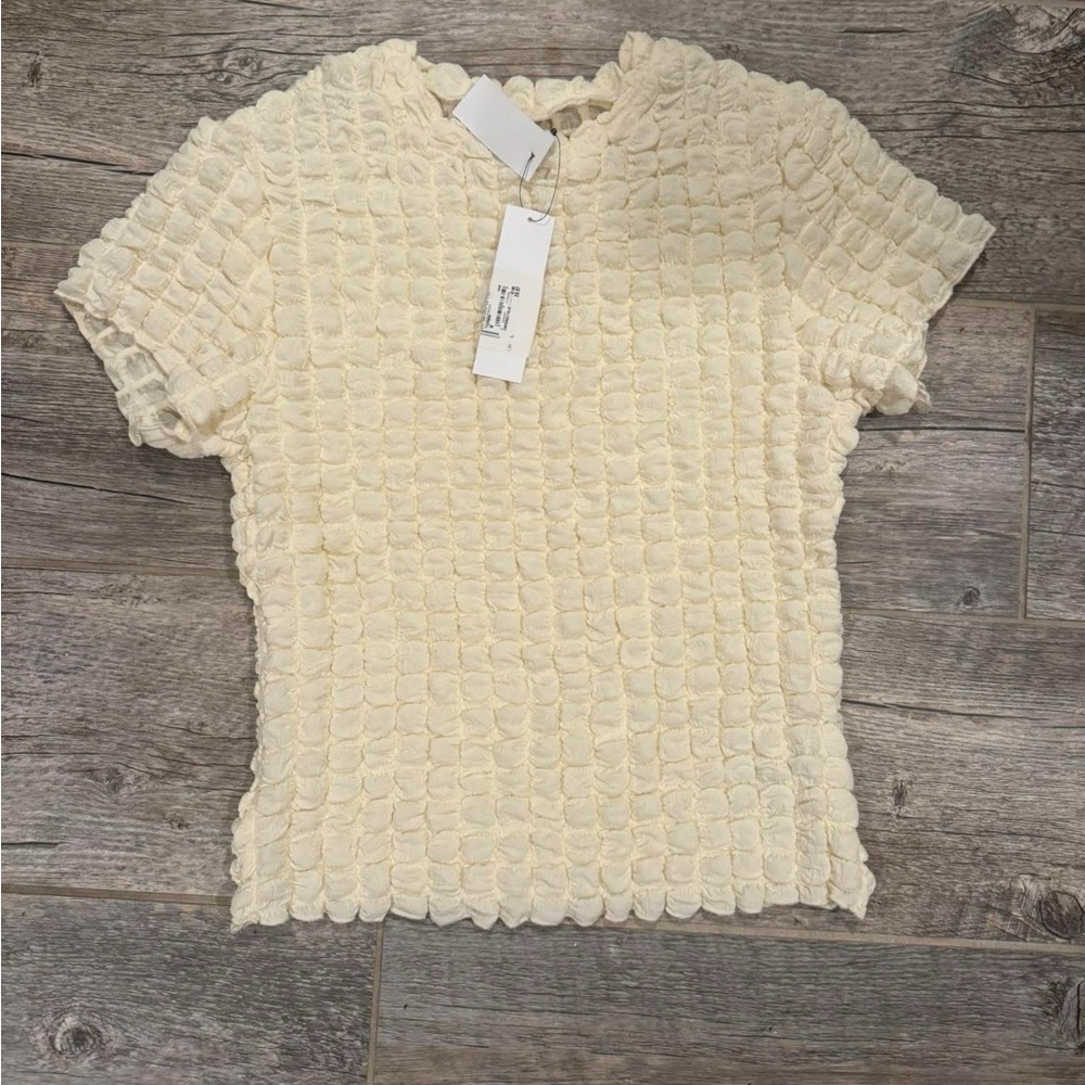Topshop Textured Cream Top